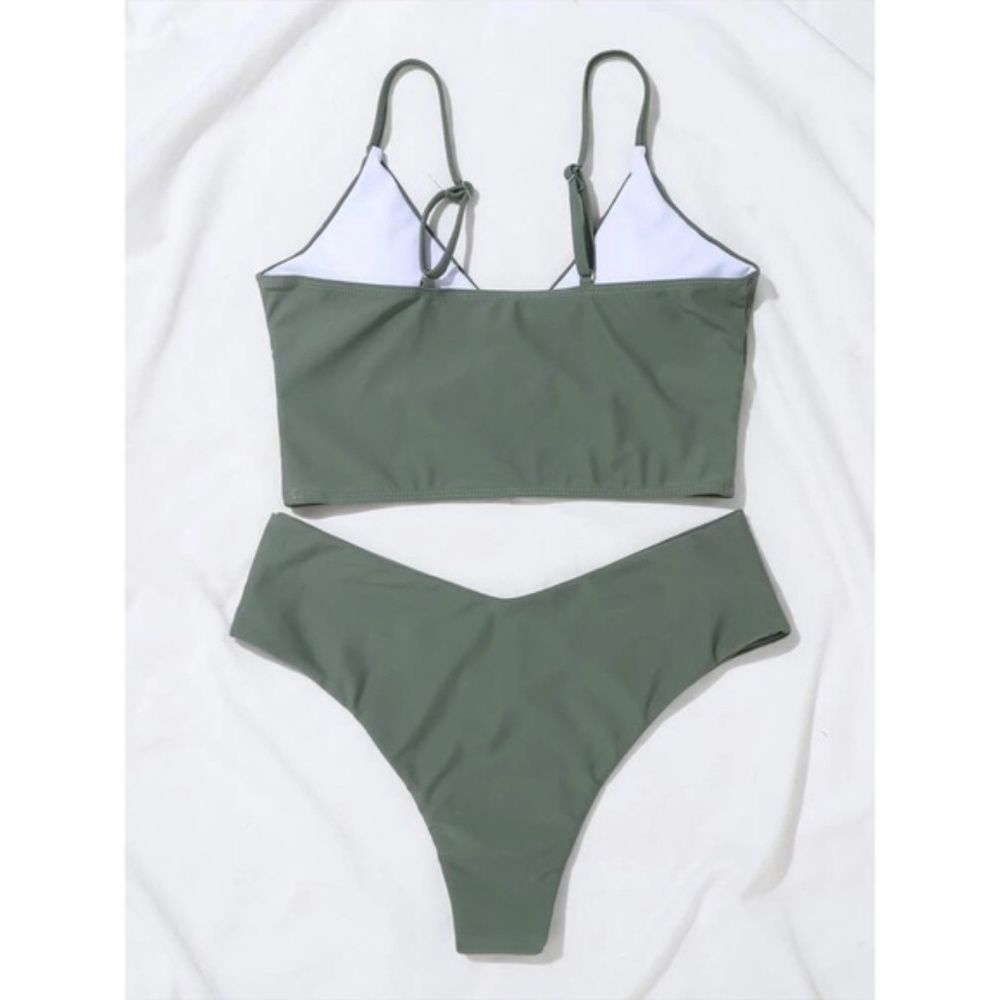 V neck bikini swim suit sexy Cheeky  olive green - Picture 8 of 8